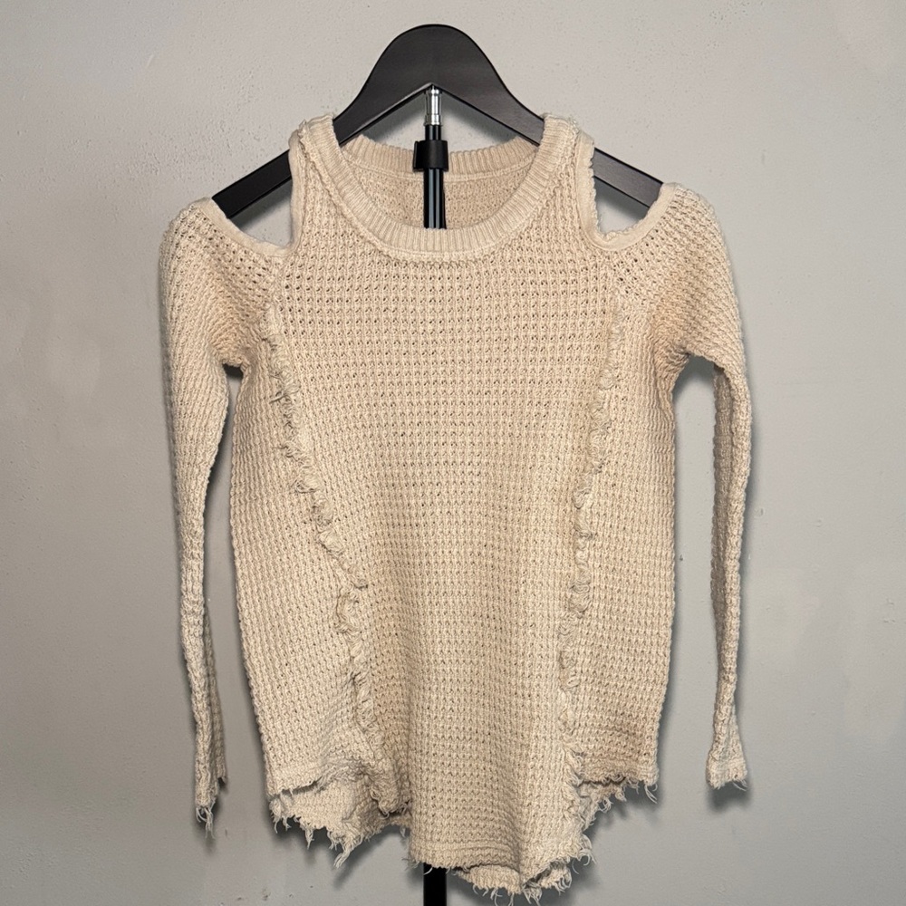 100% Cotton Cream Knit Off Shoulder Top